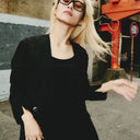 Sheer collarless jacket