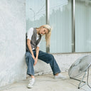 Wide straight denim pants