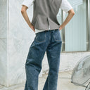 Wide straight denim pants